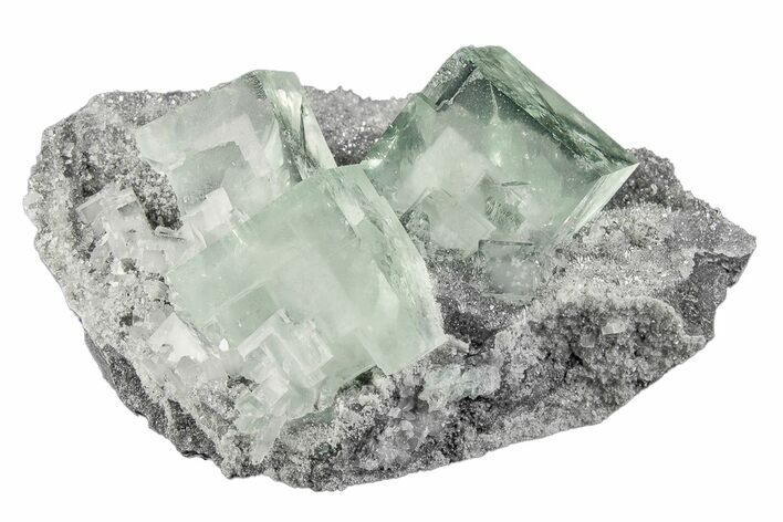 Glass-Clear, Green Cubic Fluorite Crystals - China #205556